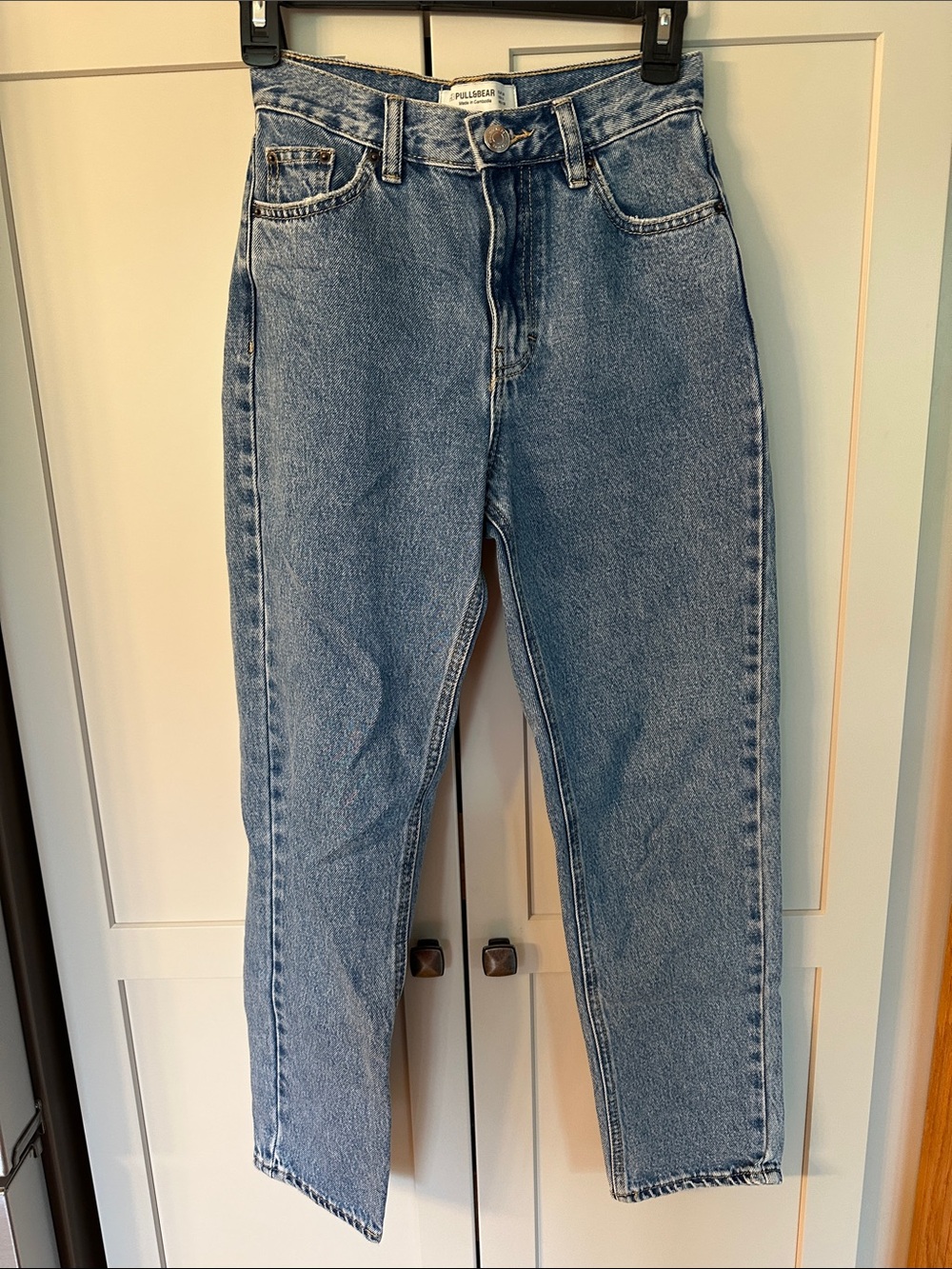 Pull&Bear High-Rise Straight Leg Blue Denim Jeans